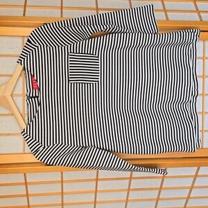 Elle Black and White Striped 3/4-Sleeve Knit Top - Women's Size XS